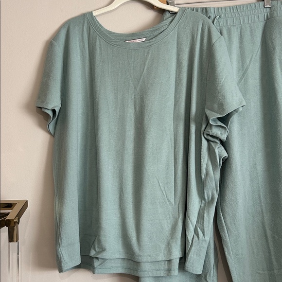 Victoria's Secret XXL Glow Waffle Short sleeve Tee Jogger Set loungewear blue - Picture 3 of 12
